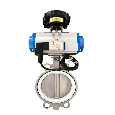  Pneumatic wafer PTFE butterfly valve 