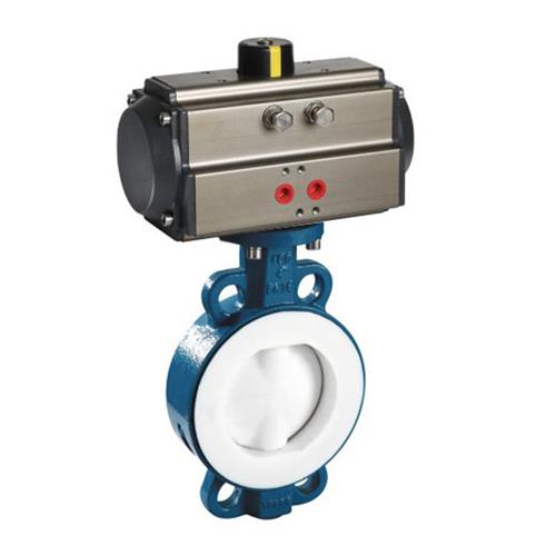  Pneumatic wafer type fully lined butterfly valve 