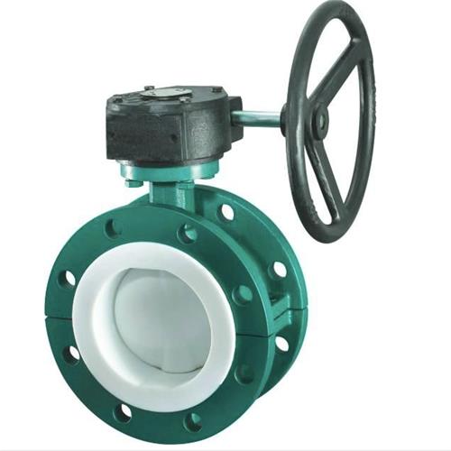  Manual turbine flange fluorine lined butterfly valve 